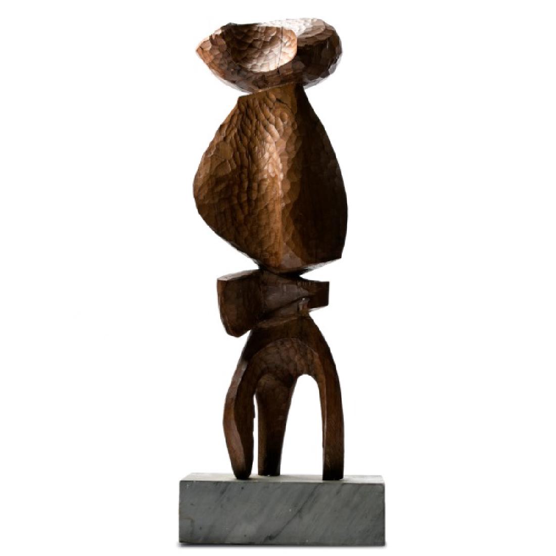 Carved Wood Abstract Sculpture on Stand (1 of 4)