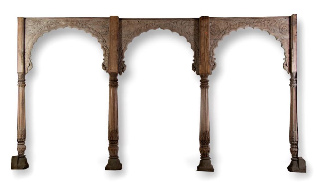 Monumental SE Asian Carved Column & Arch Facade (1 of 3)