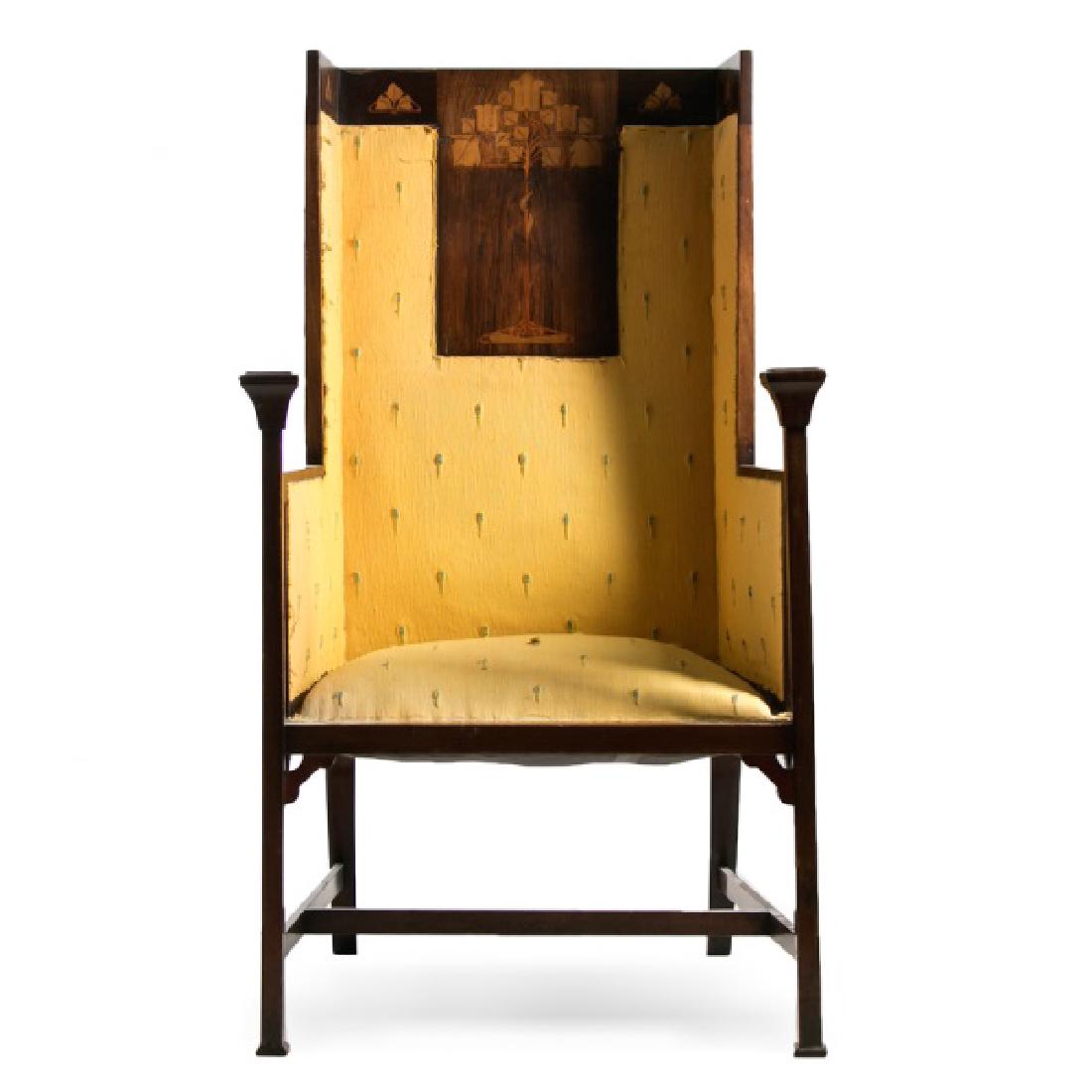 Arts & Crafts Mahogany Inlaid Arm Chair (1 of 7)