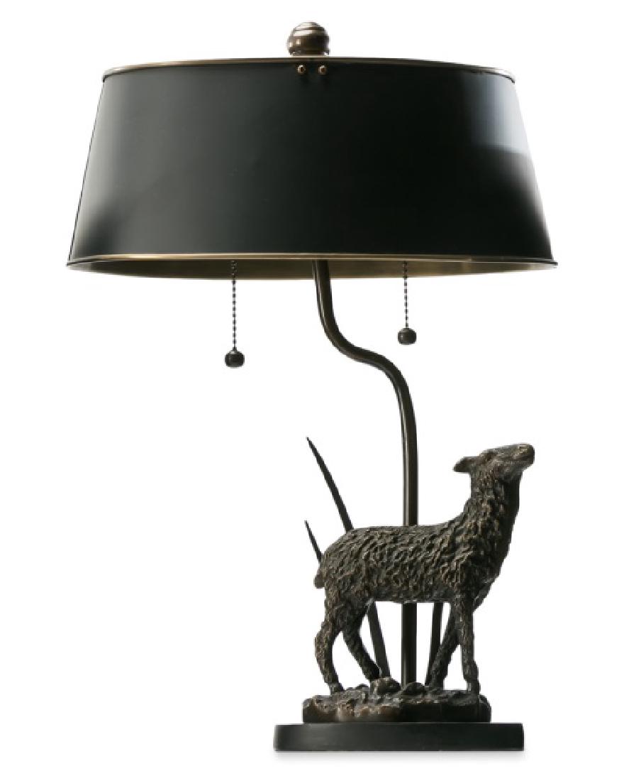 Bronze Figural Table Lamp w/Tole Shade (1 of 1)