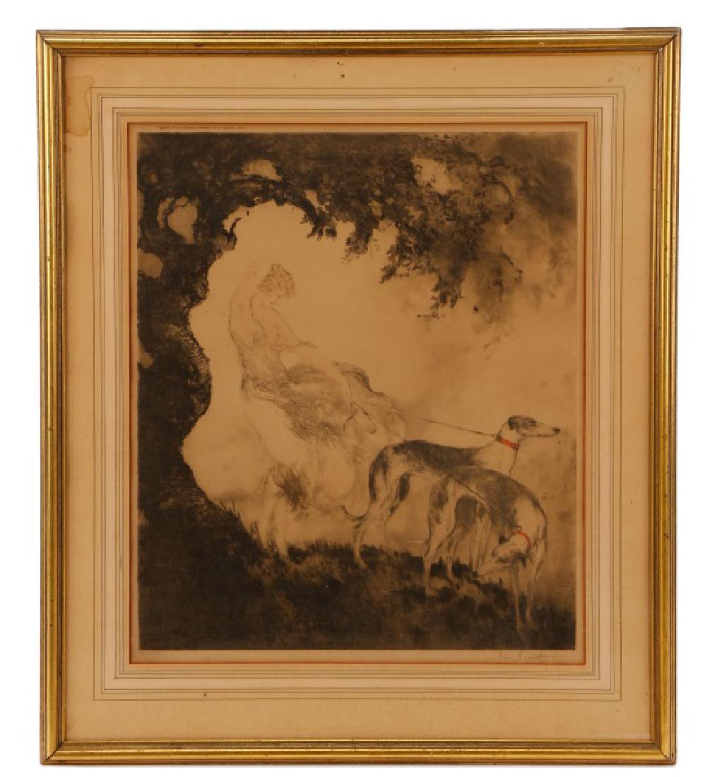 Louis Icart, Gust of Wind, Etching & Aquatint: Louis Icart (French, 1888-1950), "Gust of Wind (Coup de Vent)-1925, etching and aquatint on paper, pencil signed in lower right margin, marked as an artistâ€™s proof in pencil in lower left margi