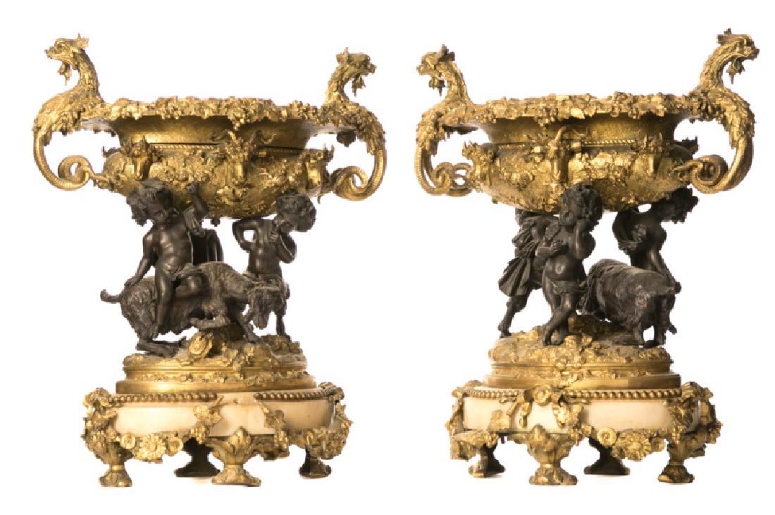 Pair of Gilt Bronze & Marble Putti Motif Tazze (1 of 12)