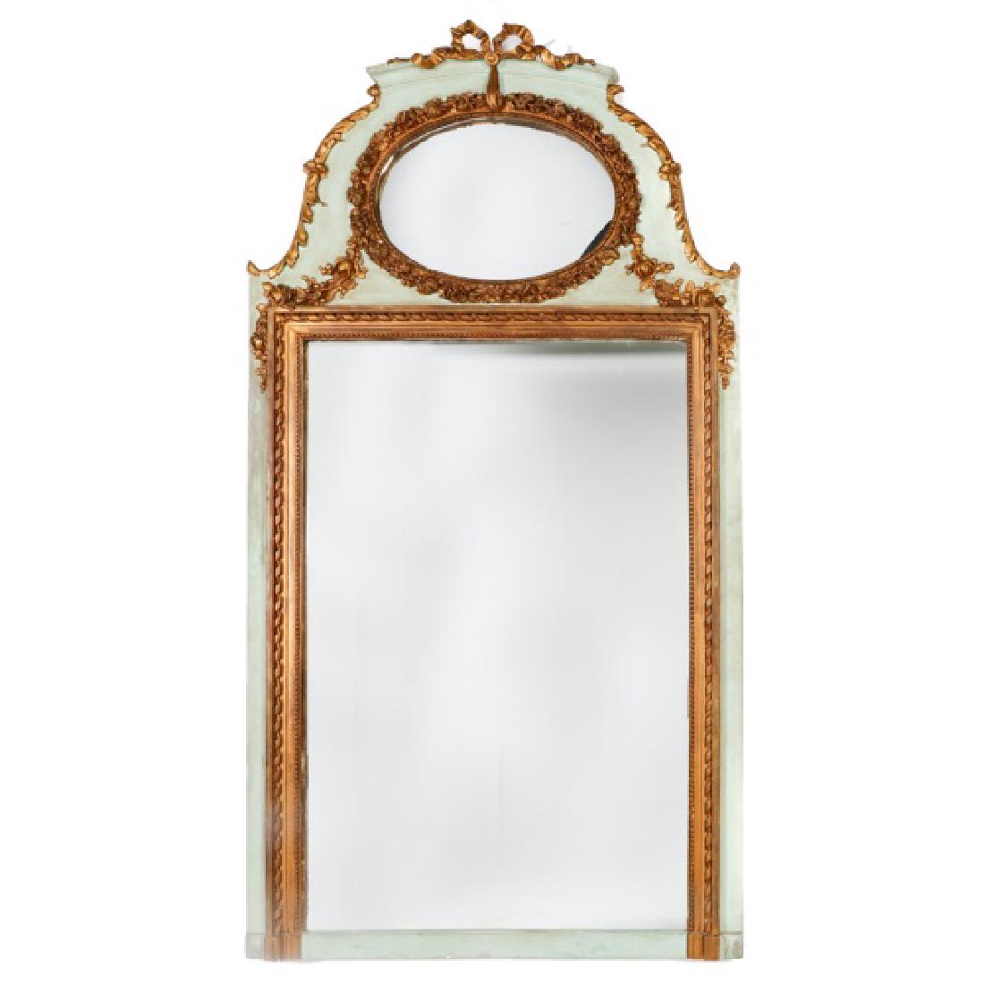 Louis XVI Style Paint & Parcel Gilt Trumeau Mirror (1 of 1)