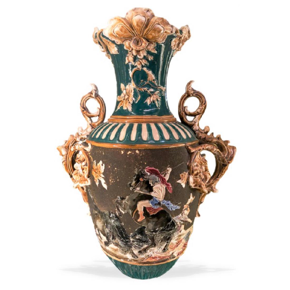 Large Majolica Glazed Vase, Wilhelm Schiller & Son (1 of 3)