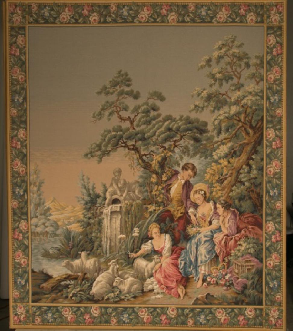 Pair, Large Aubusson Style Garden Scene Tapestries (1 of 10)