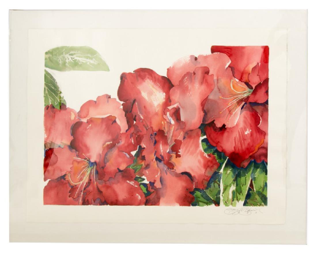 Gary Bukovnik Large Signed, Amaryllis  Watercolor (1 of 1)