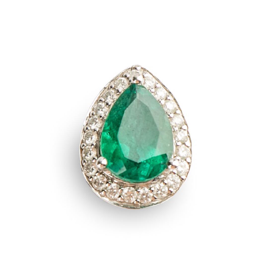 14k White Gold, Emerald, & Diamond Slide Pendant (1 of 2)