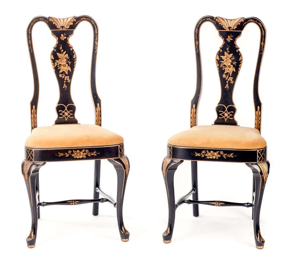 Pair of Queen Anne Style Chinoiserie Chairs (1 of 6)