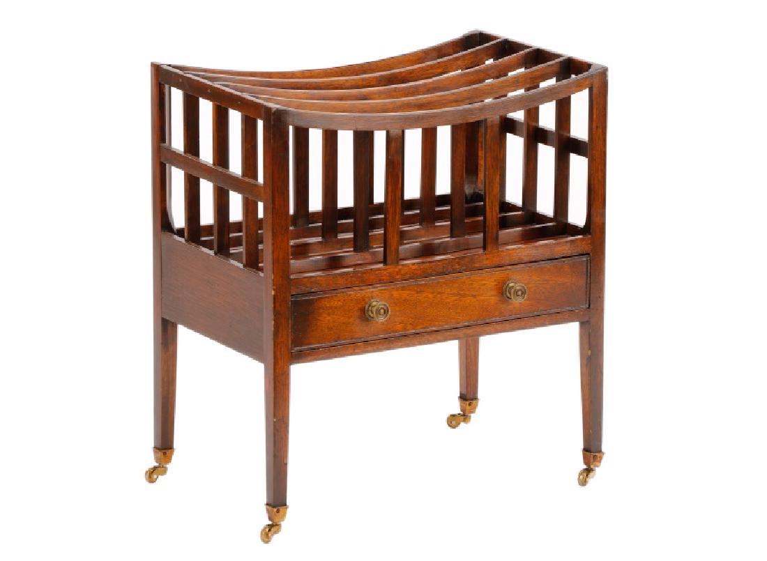 Georgian Walnut 4 Section Canterbury on Casters (1 of 7)