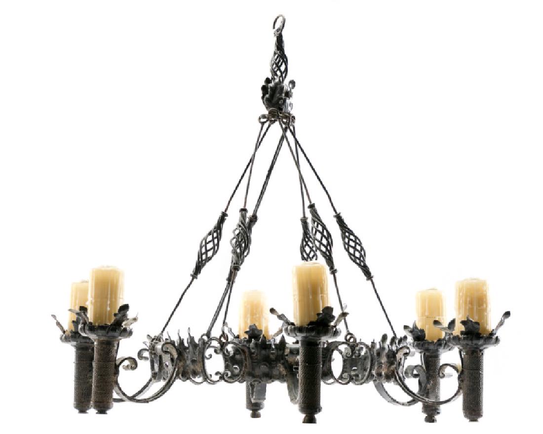 Continental Wrought Iron 6-Light Chandelier (1 of 4)