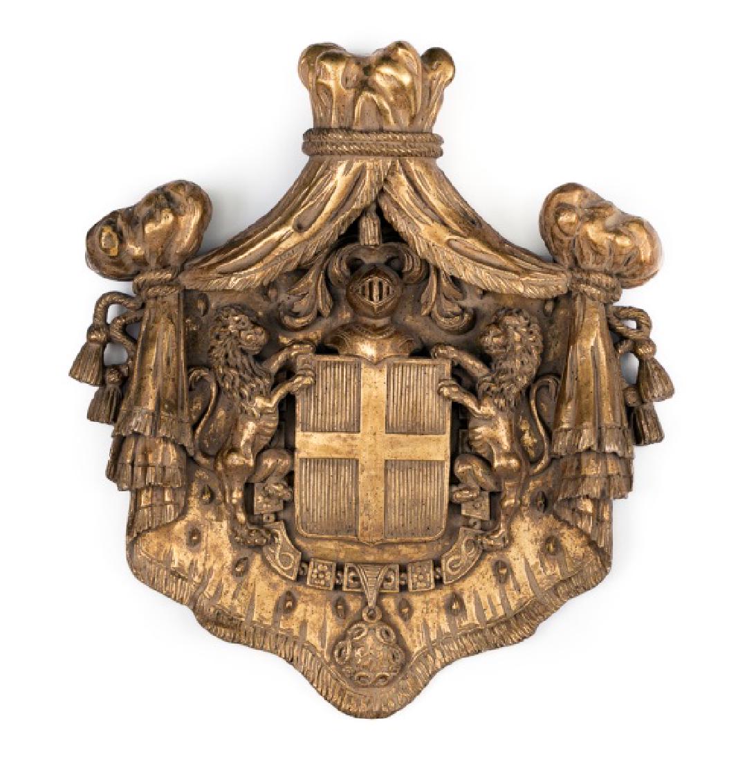Gilt & Faux Painted Cast Plaster Heraldic Crest (1 of 4)