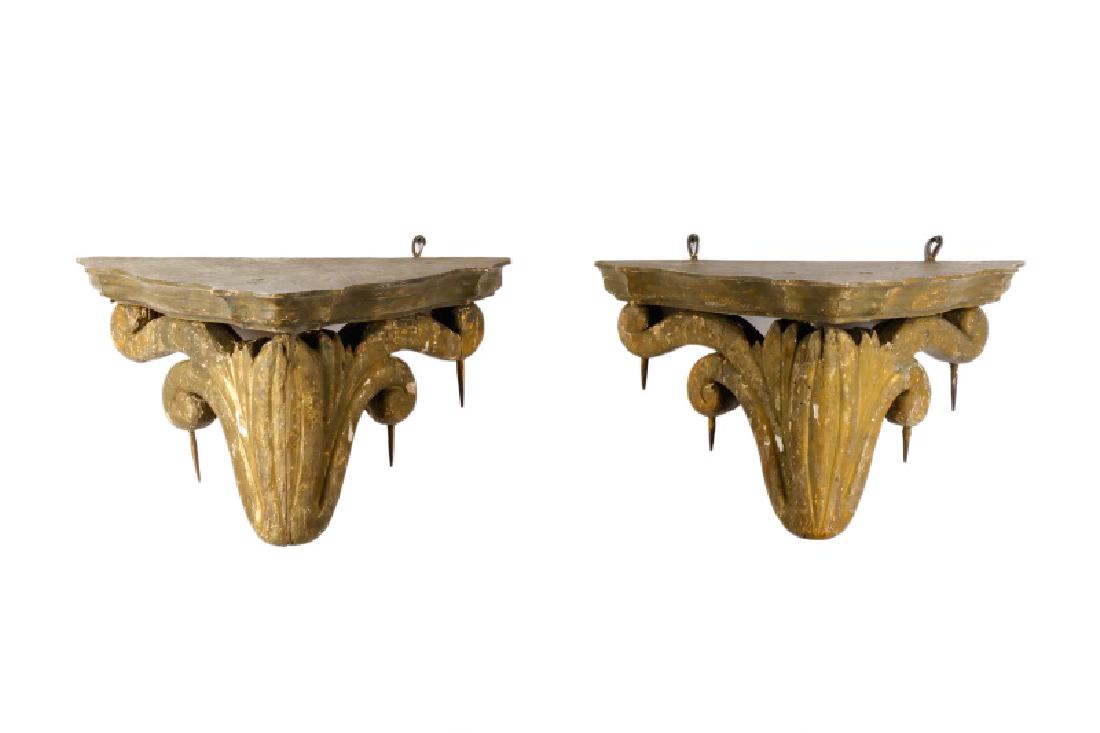 Pair of Italian Polychrome Decorated Wall Brackets (1 of 4)