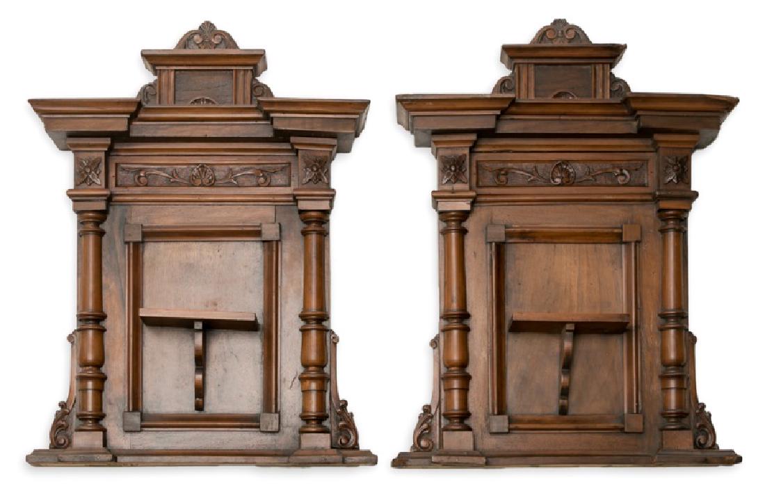Pair, 19th C. Mahogany & Walnut Wall Shelves (1 of 7)