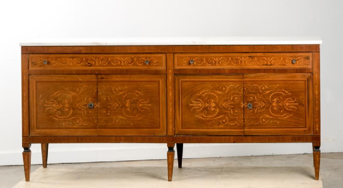 Italian Neoclassical Sideboard, Carrera Marble Top (1 of 10)