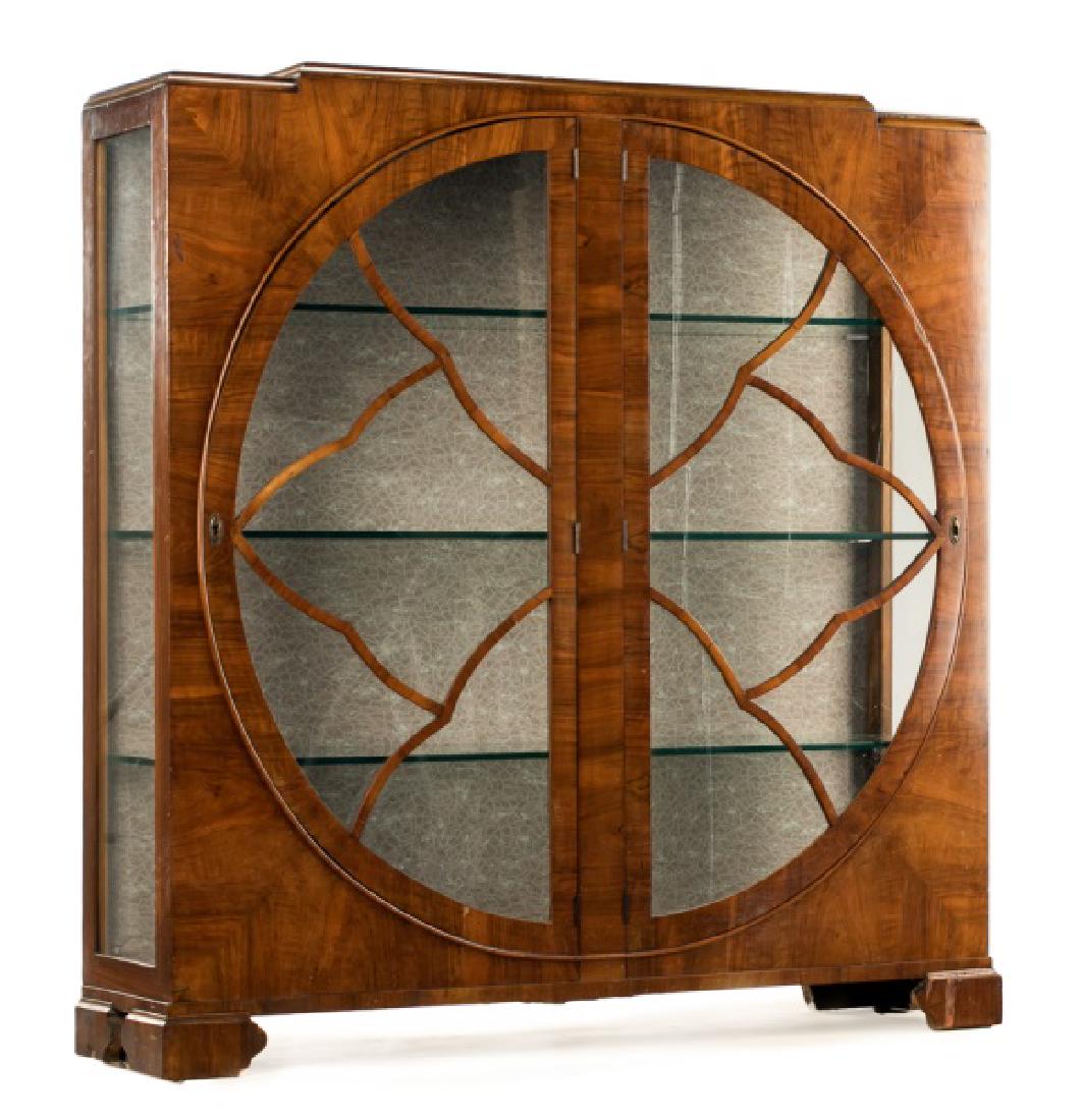 Art Deco Walnut Two Door Display Cabinet (1 of 10)