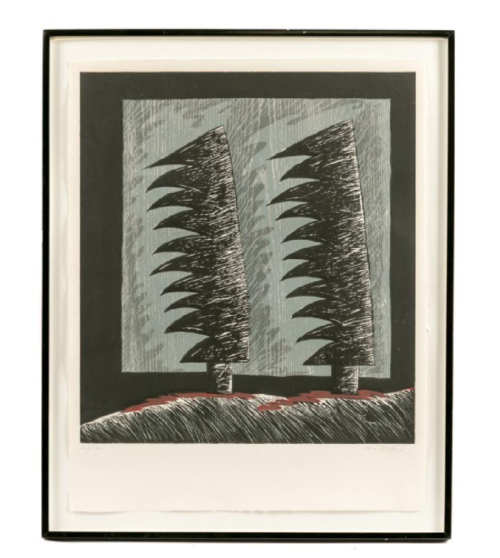 Rex Lau "Red Shadows" Woodcut, 1984 (1 of 4)