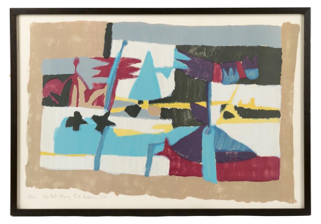 Ruth Kerkovius "All That's Flying" Litho, Signed: Ruth Kerkovius (American, 1879-1970) "All That's Flying", 1978 Lithograph on paper Signed, dated, & titled in pencil to lower left, edition 24/50 Approx. 26.475" x 38.25" (framed), 24.5" x 36.5" (shee