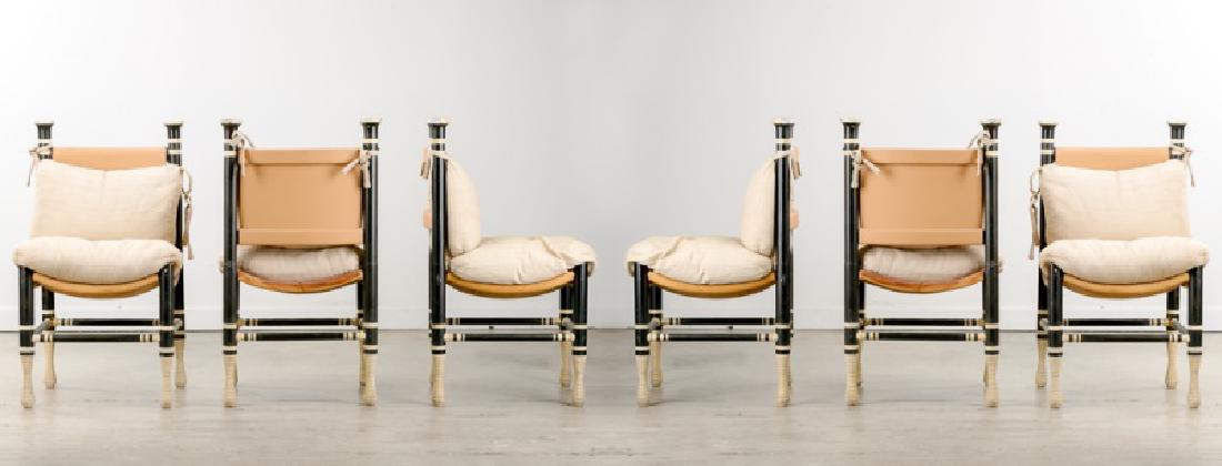 Set of 6 Tribal Motif Dining Chairs, Leather Seats (1 of 6)