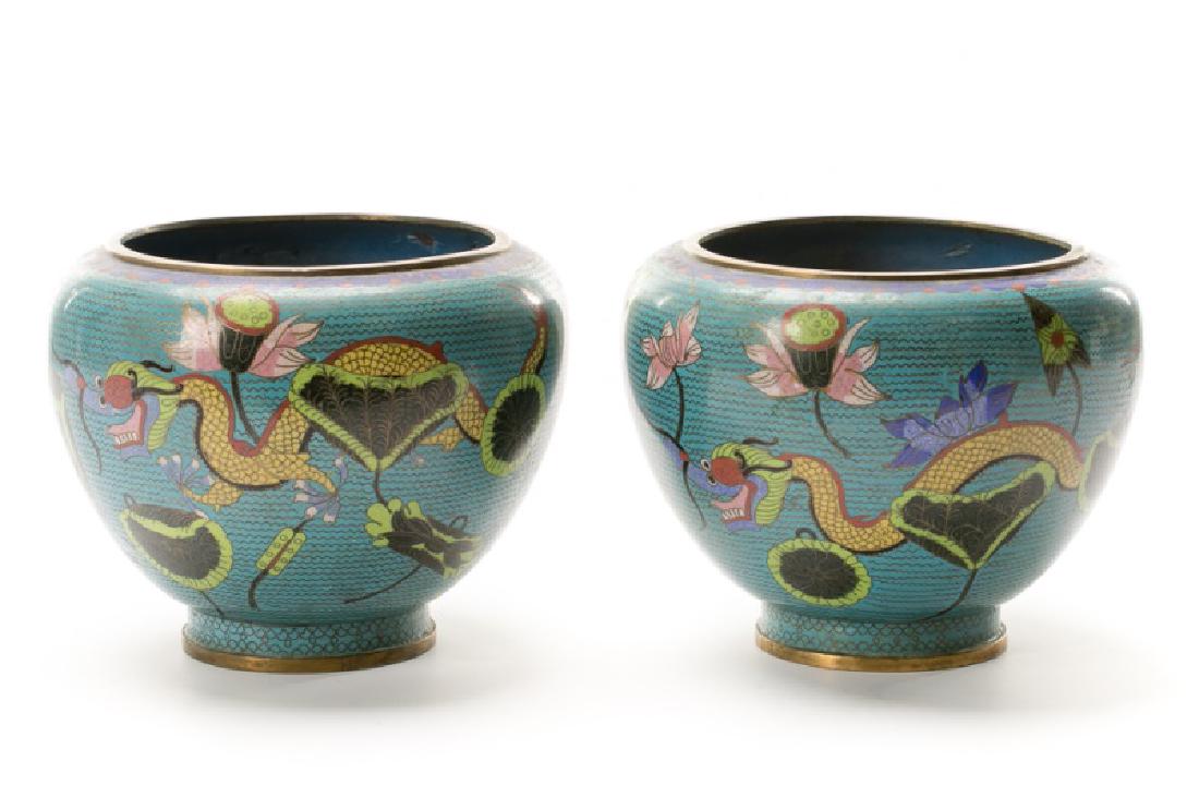 Pair, Cloisonne Five Toed Dragon Vases (1 of 4)