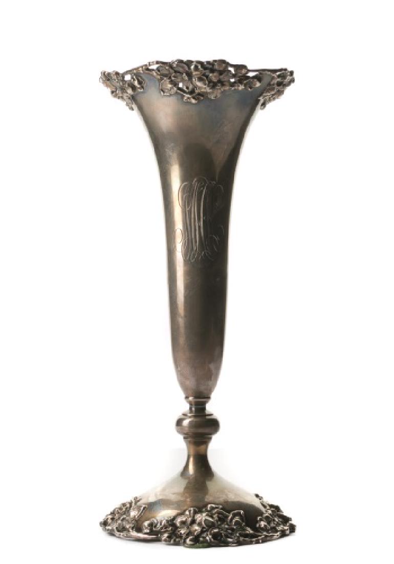 Theodore B. Starr 19th C. Sterling Trumpet Vase: Theodore B. Starr (American, 19th century) American sterling trumpet vase Hallmarked for Theodore B. Starr, New York, 1877 Approx. height 9.75", weight 270 grams