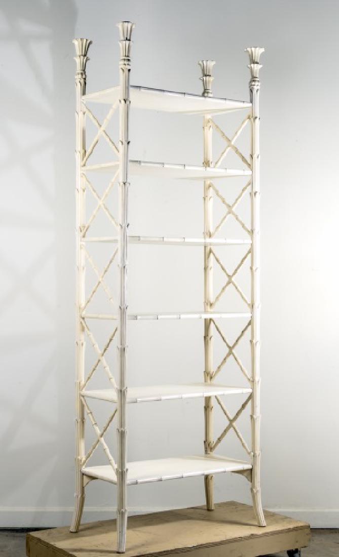 White Lacquered Mid Century Palmette Etagere, 90" (1 of 2)
