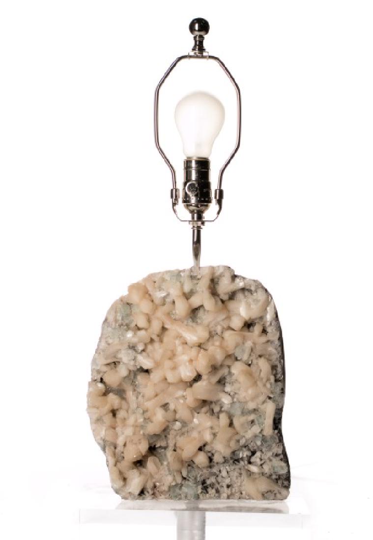 Apophyllite Specimen Table Lamp on Lucite Base (1 of 3)