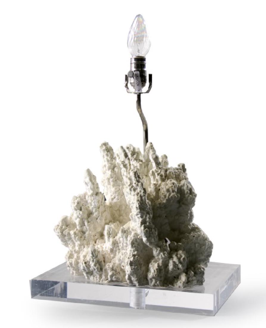Fire Coral Specimen Table Lamp on Lucite Base (1 of 2)