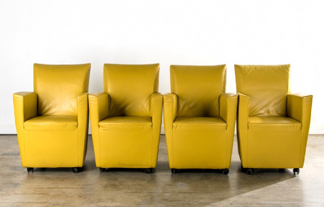 Set of 4 Green Leather Montis Jacket Chairs (1 of 7)