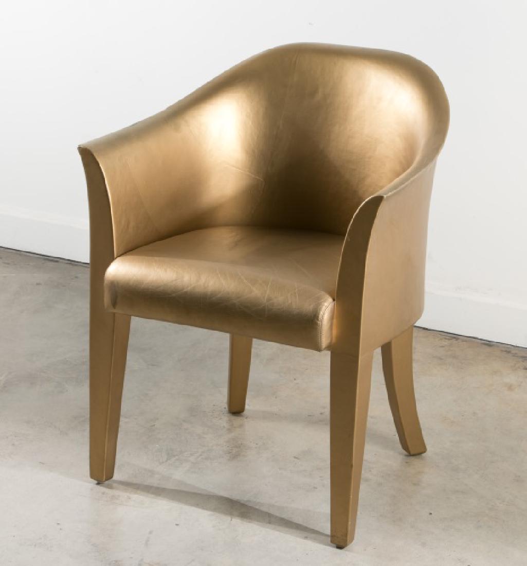 Karl Springer, Signed Gold Leather Tulip Armchair (1 of 5)
