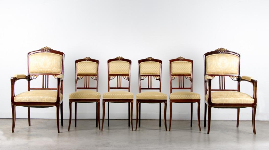 Six Art Nouveau Parcel Gilt Walnut Dining Chairs (1 of 4)