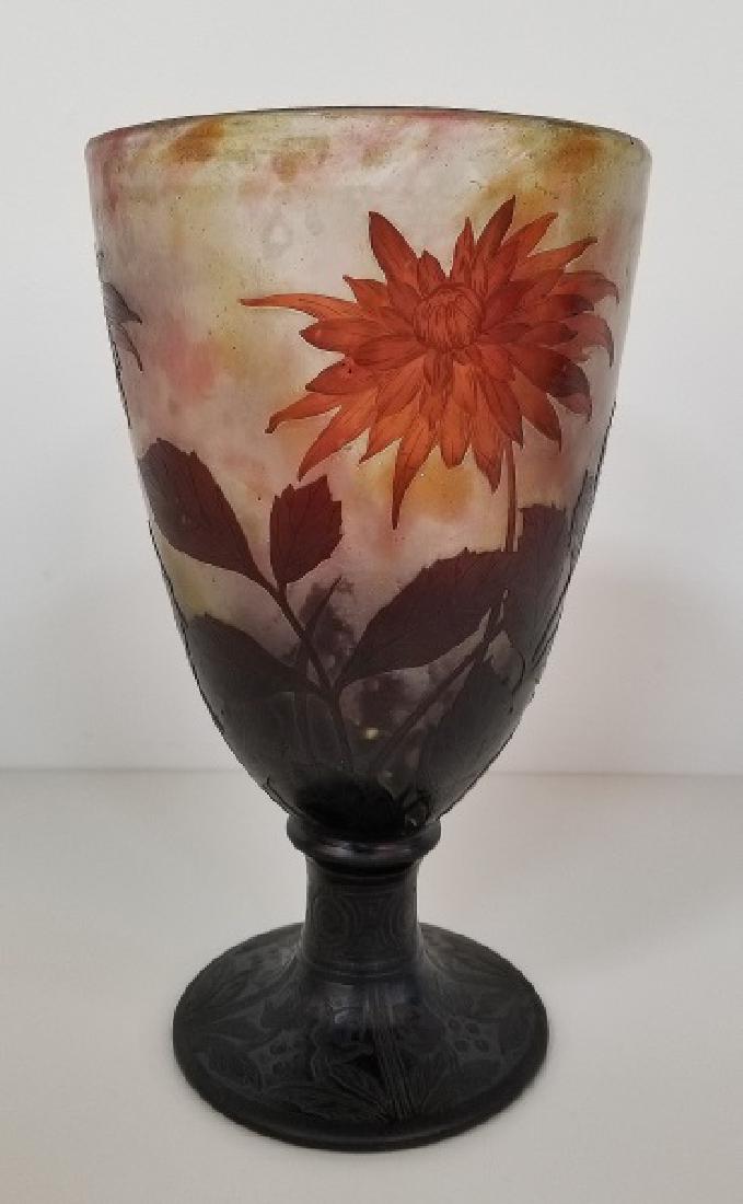 Large Daum Nancy Floral Cameo Glass Vase, Signed (1 of 5)