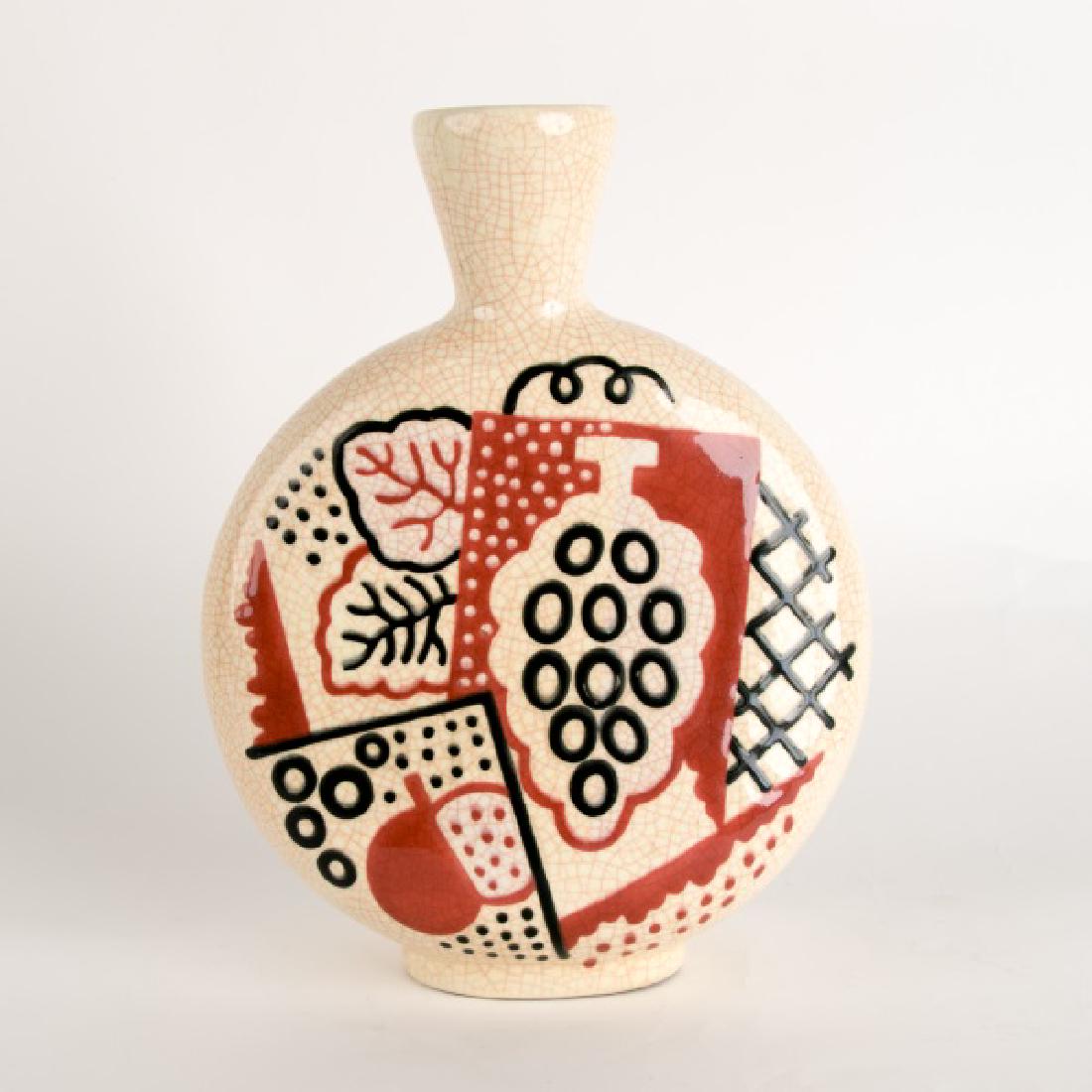 Signed Longwy Crackle Motif Vase with Fruit, 1930s (1 of 4)