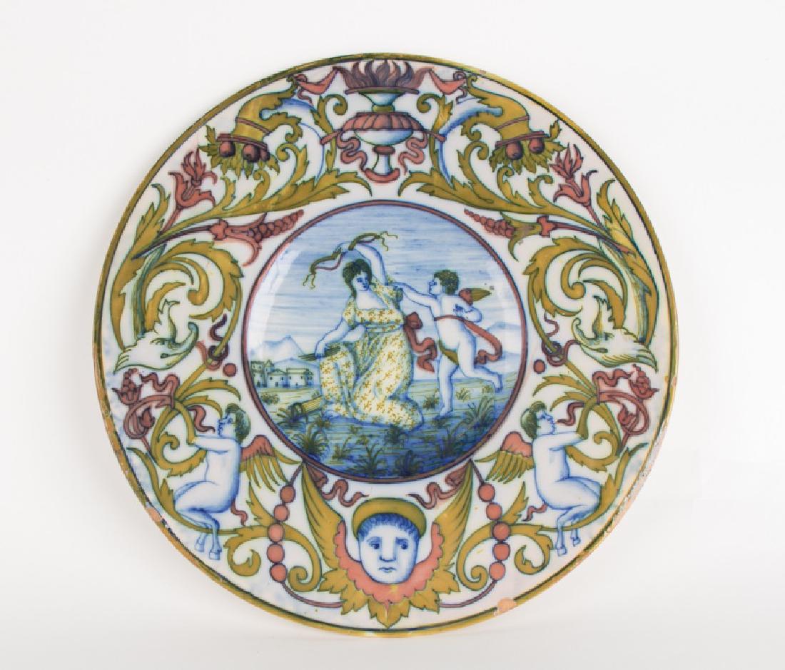 18th C. Majolica Charger, Cupid & Psyche (1 of 3)