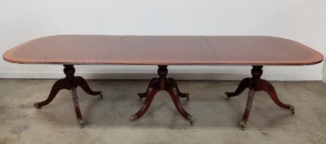Sheraton Style 3 Pedestal Mahogany Dining Table (1 of 5)