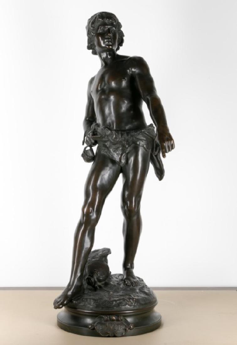Large Bronze Figure of David by Louis Moreau (1 of 4)