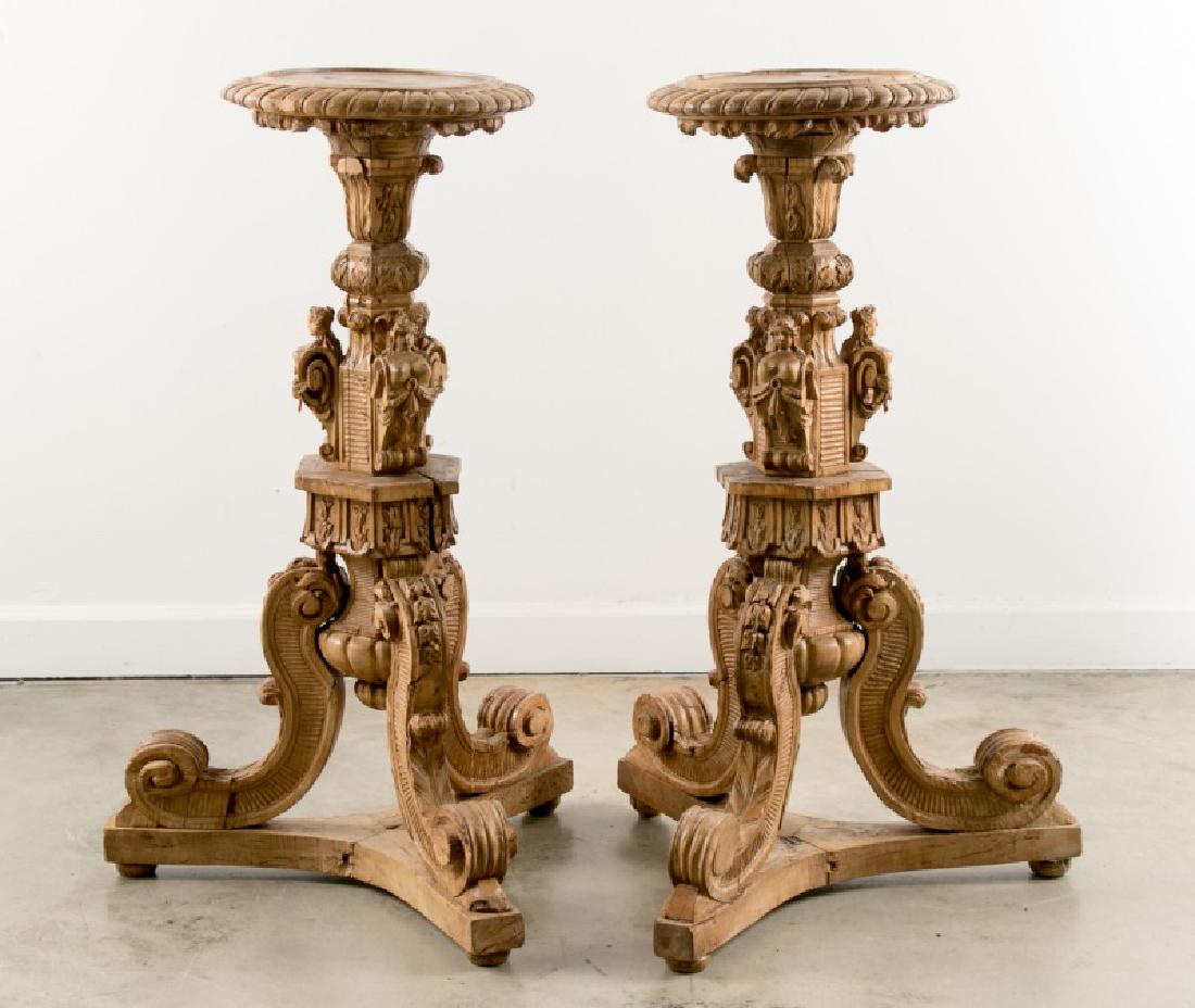 Pair, 19th C Italian Rococo Style Carved Pedestals (1 of 10)