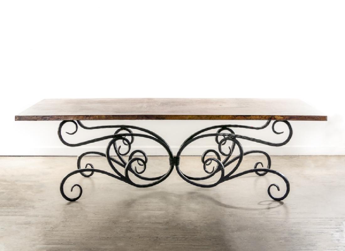 Copper Top Dining Table with Wrought Iron Base (1 of 6)