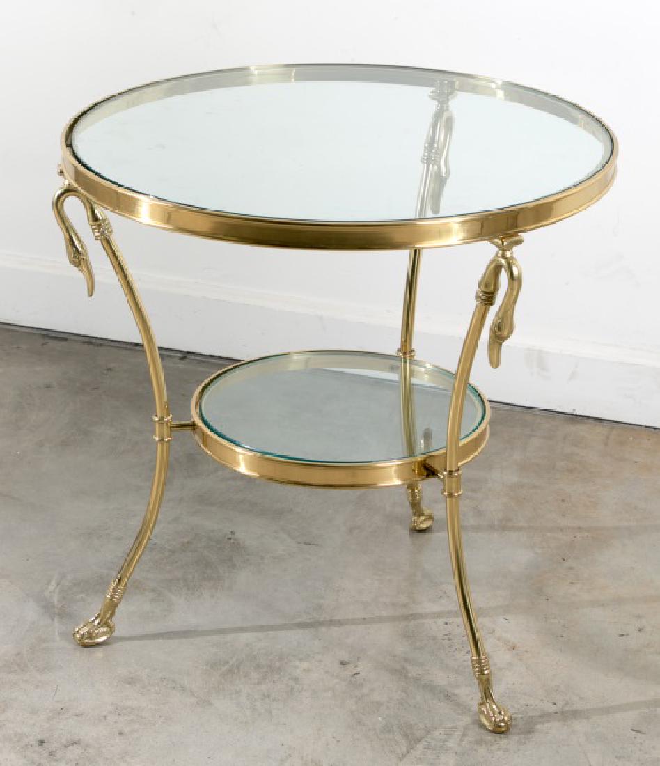 Italian Brass Swan Motif Glass Top GuÃ©ridon Table (1 of 4)