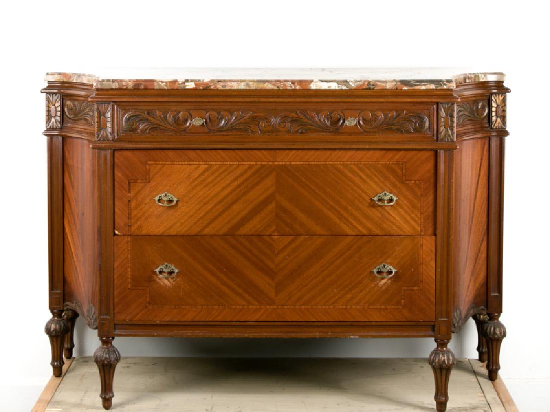Continental Style Marble Top Mahogany Dresser (1 of 10)