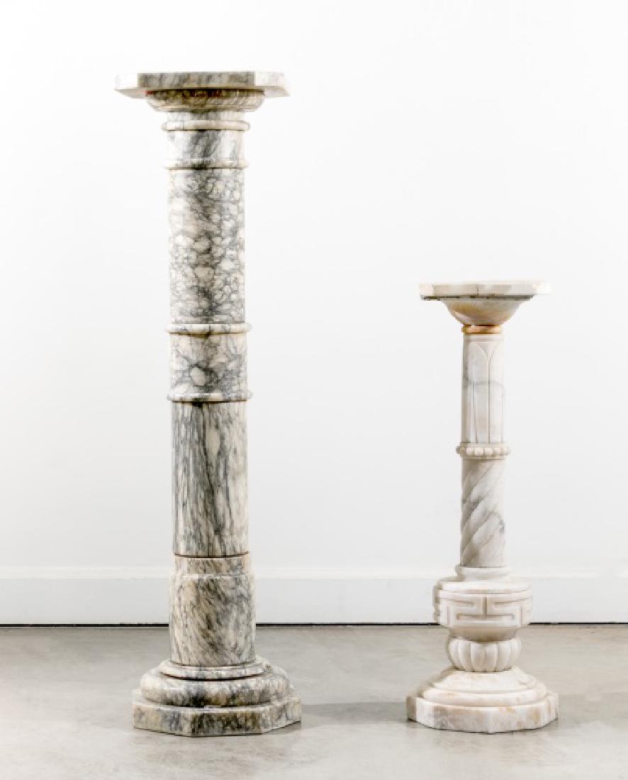 Group of 2 Marble Pedestals in Gray & White (1 of 6)