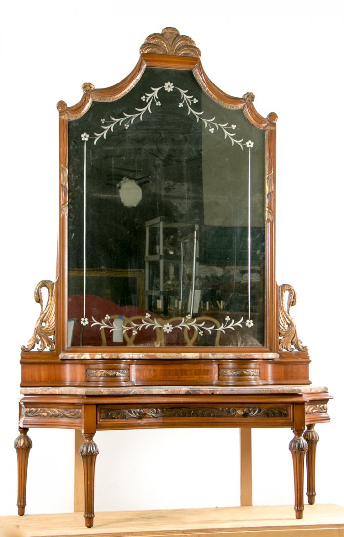 *Continental Style Side Table & Mirrored Vanity (1 of 8)