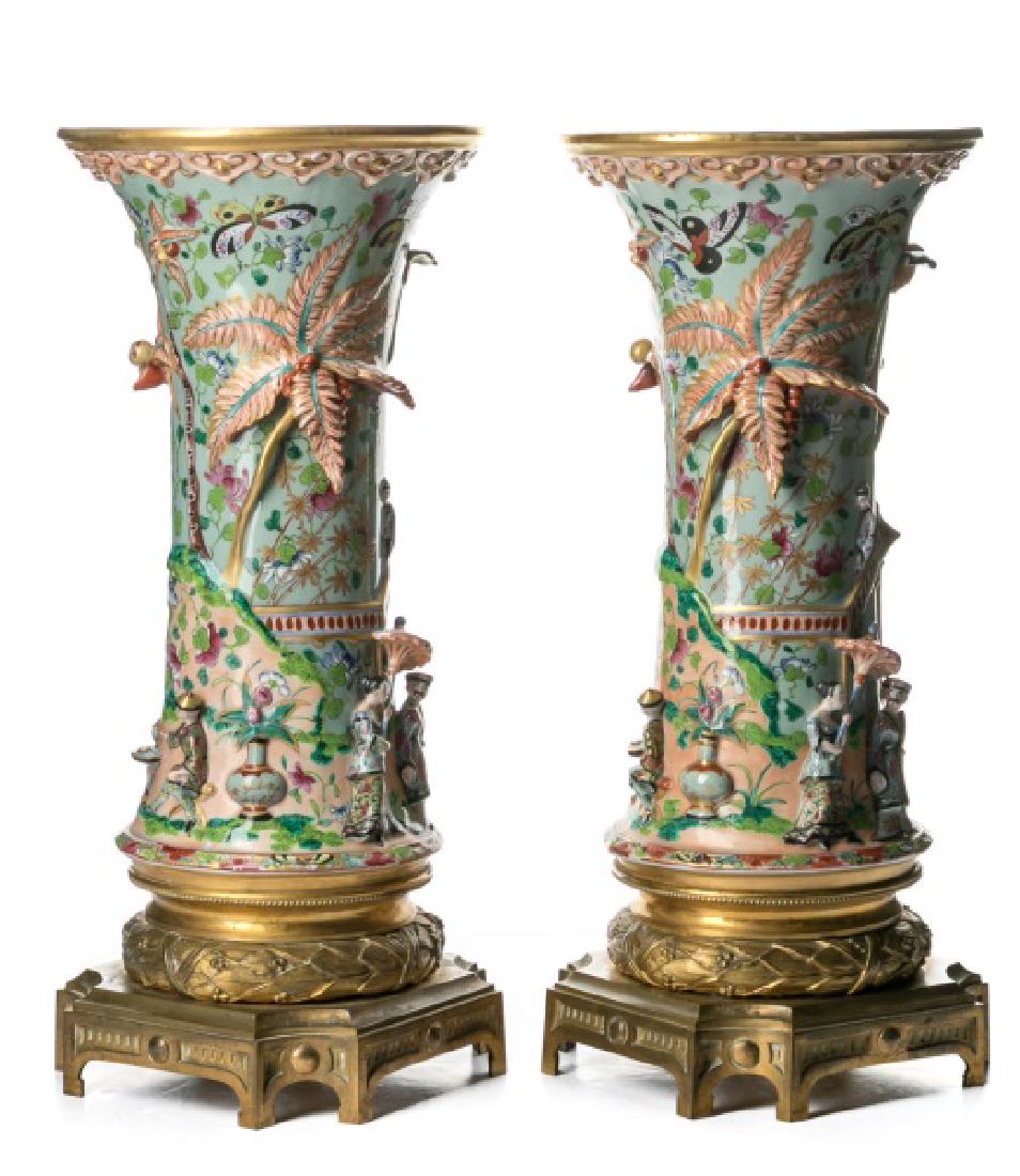 Pair, Impressive Qing Chinese Ormolu Mounted Vases (1 of 11)
