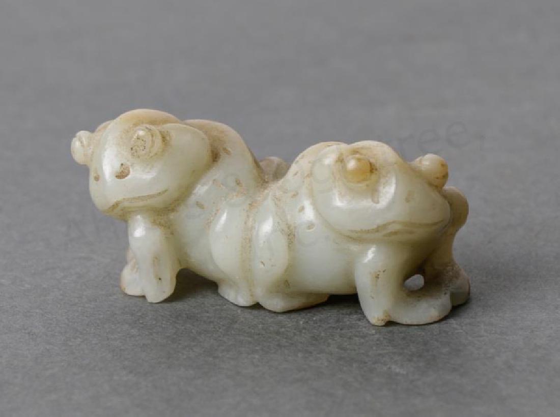 Chinese Carved Jade Russet Double Frog (1 of 3)