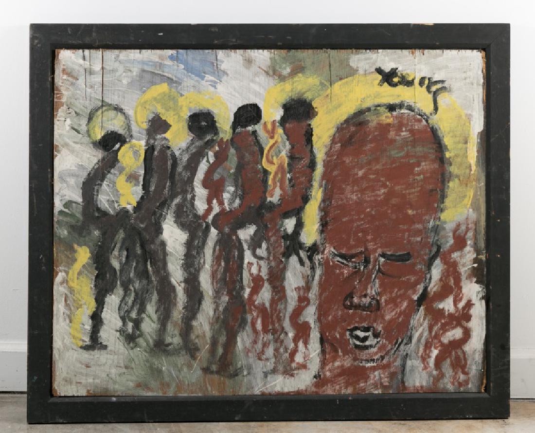 Purvis Young, Framed Figural Work on Board (1 of 3)