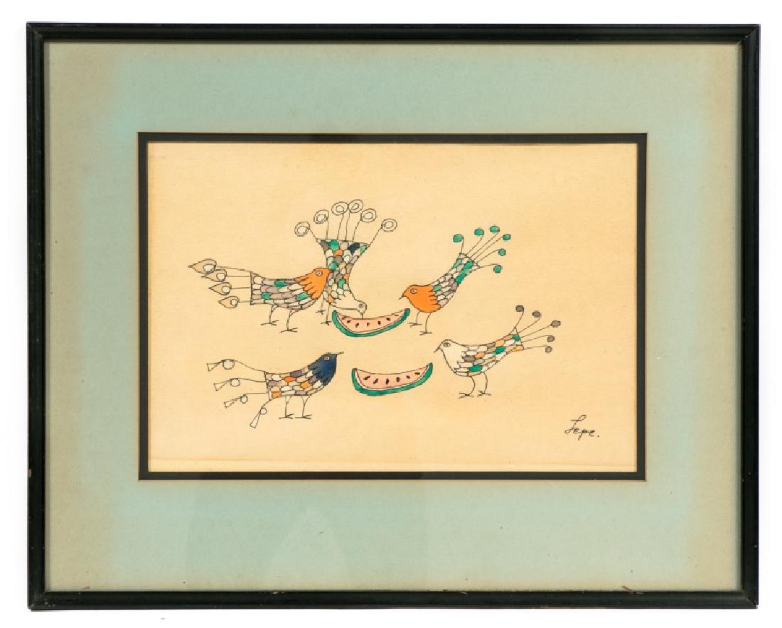 Manuel Lepe, Mixed Media w/ Birds & Melon (1 of 9)