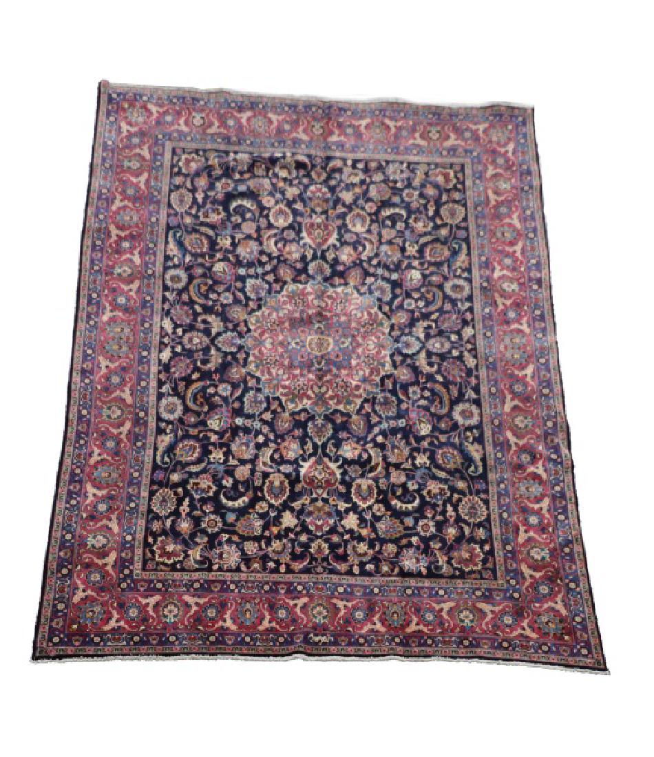 Signed Hand Woven Mashad Area Rug, 9' 6" x 13' (1 of 4)
