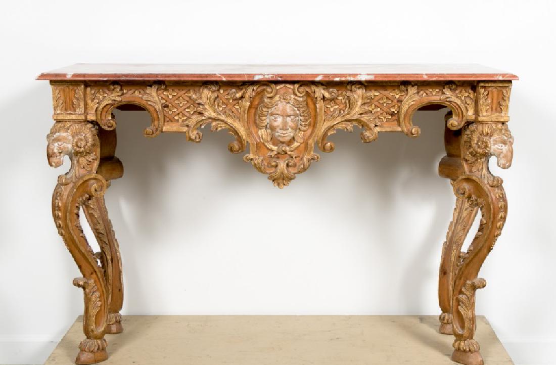 Italian Carved Giltwood Console Table w/Marble Top (1 of 10)