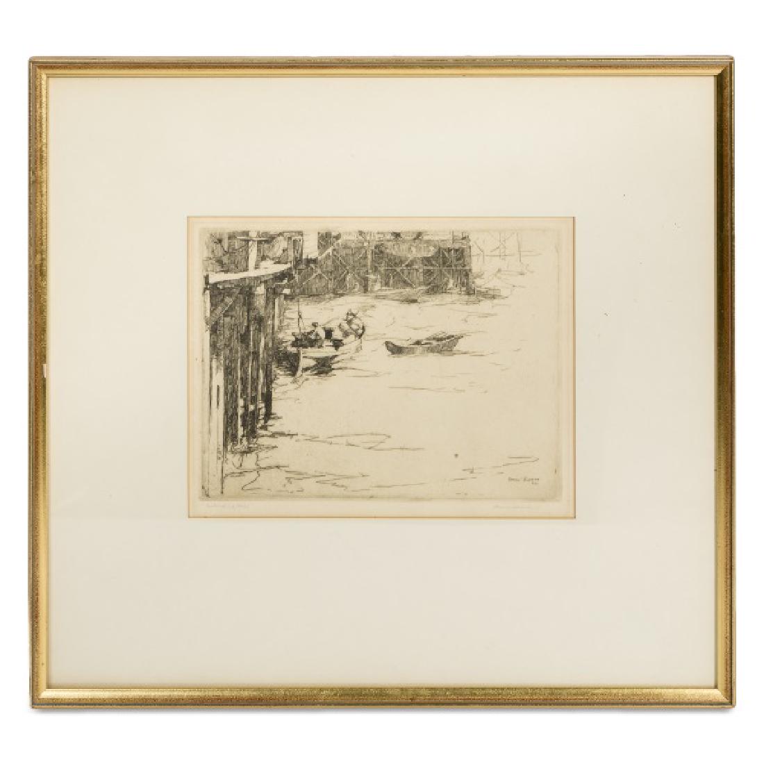 Armin Carl Hansen Signed Etching, "Unloading Fish" (1 of 6)