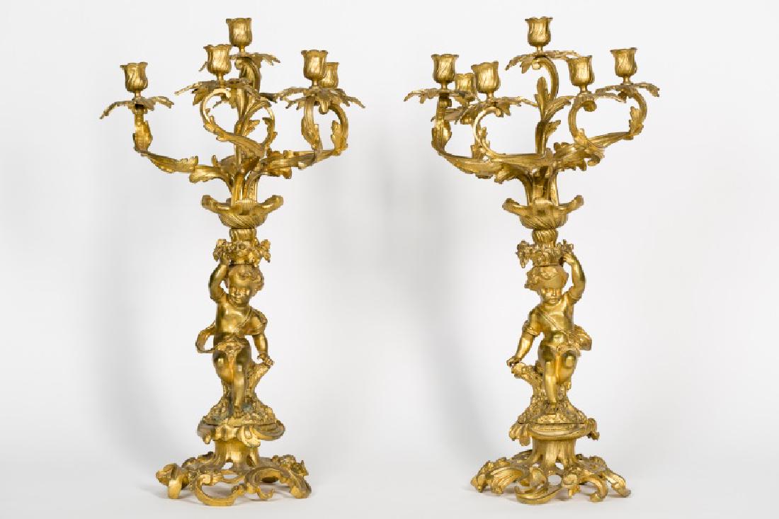 Pair, Louis XVI Gilt Bronze Six Light Candelabrum (1 of 5)