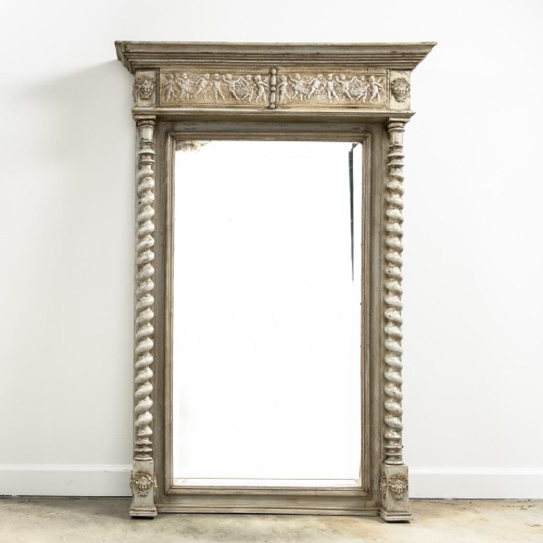 19th C. Regency Style Distressed Gray Wood Mirror (1 of 6)